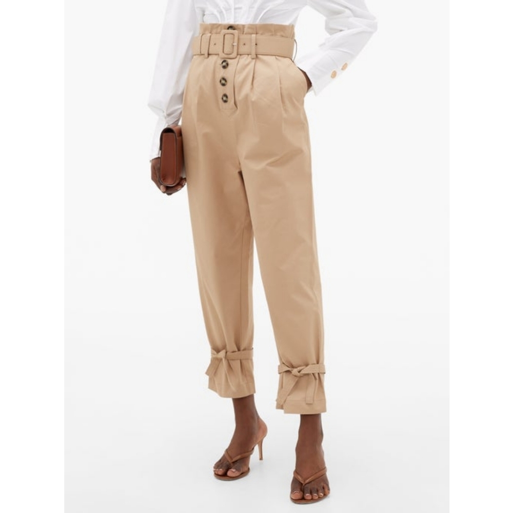 Self-Portrait Tan High-Waisted Trousers